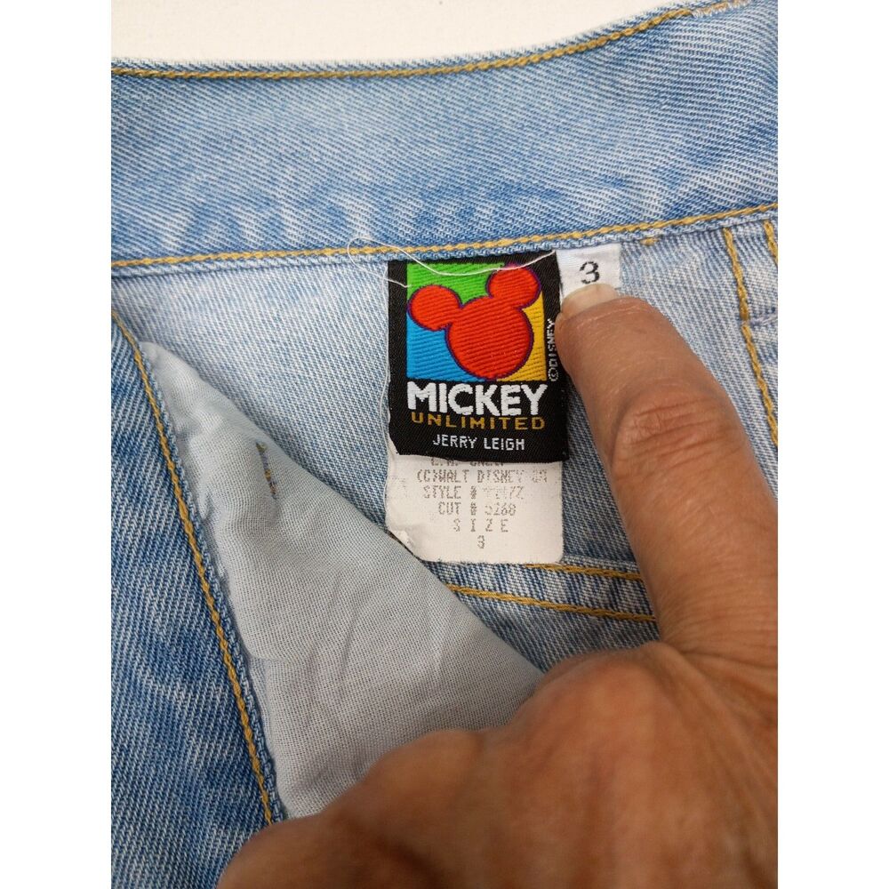 Y2K Mickey Unlimited Denim Jeans Junior Sz 3 Disney High Waist Tapered - Picture 3 of 15